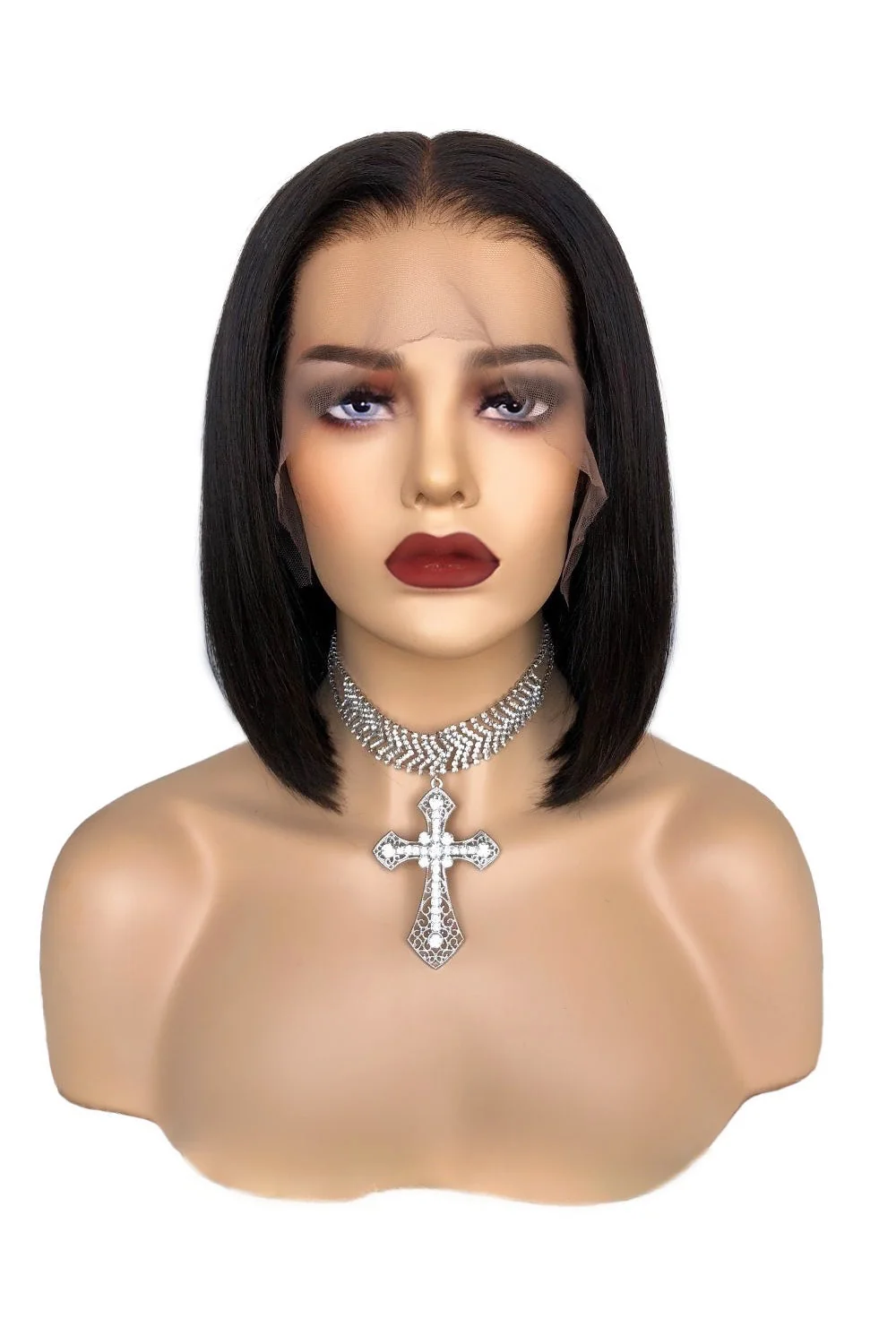Glueless Hd Lace Front Short Wig Black Blunt Cut Bob Fake Scalp - Image 6