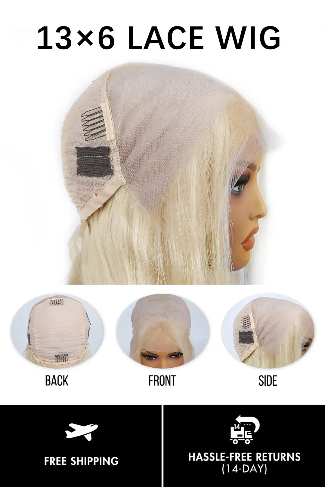 13x6 Glueless Hd Lace Ashy Blonde Wig-HD52 - Image 6