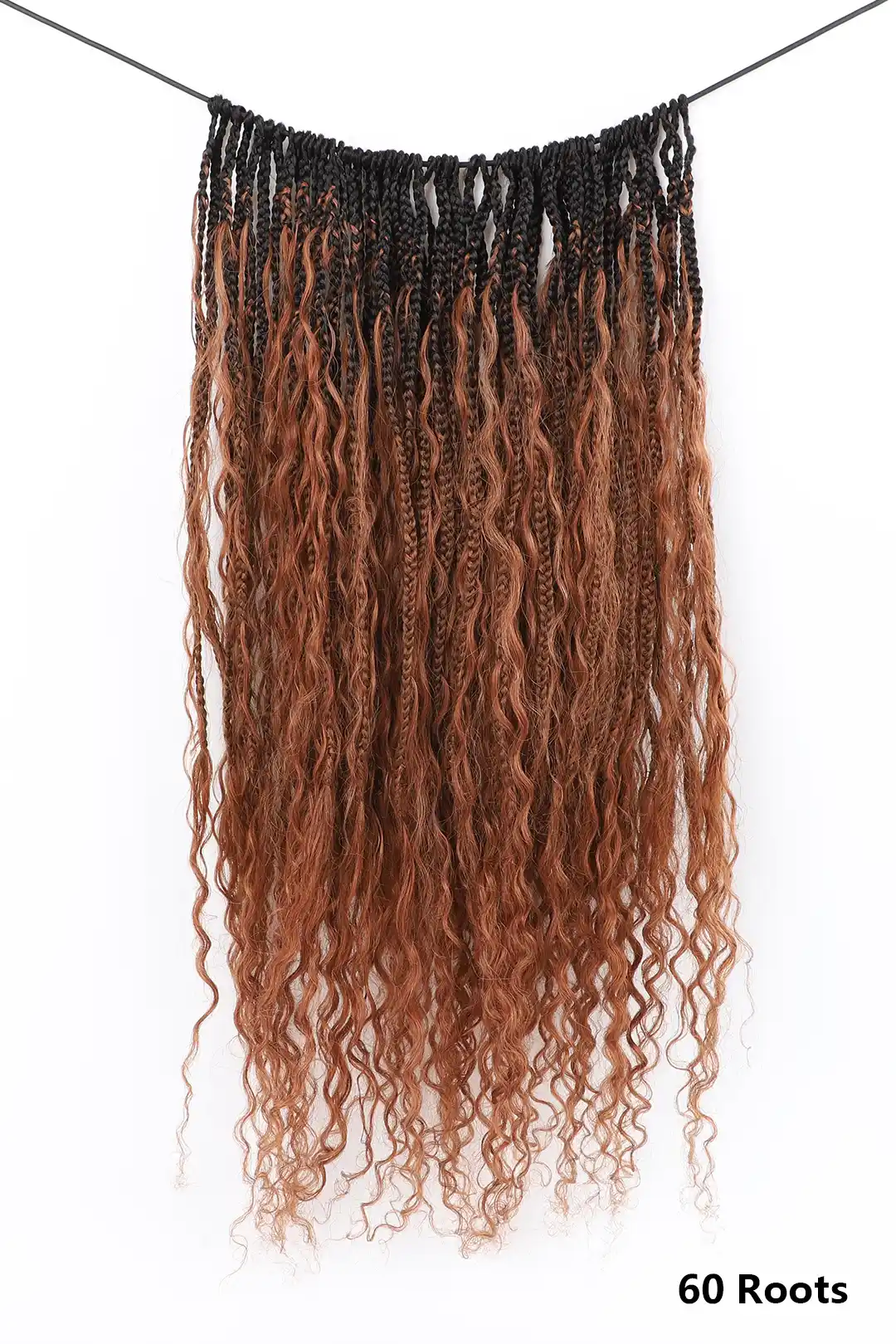 #1B/30 Two-tone Color Boho Crochet Braids with Human Hair Curls BB08 - Image 5