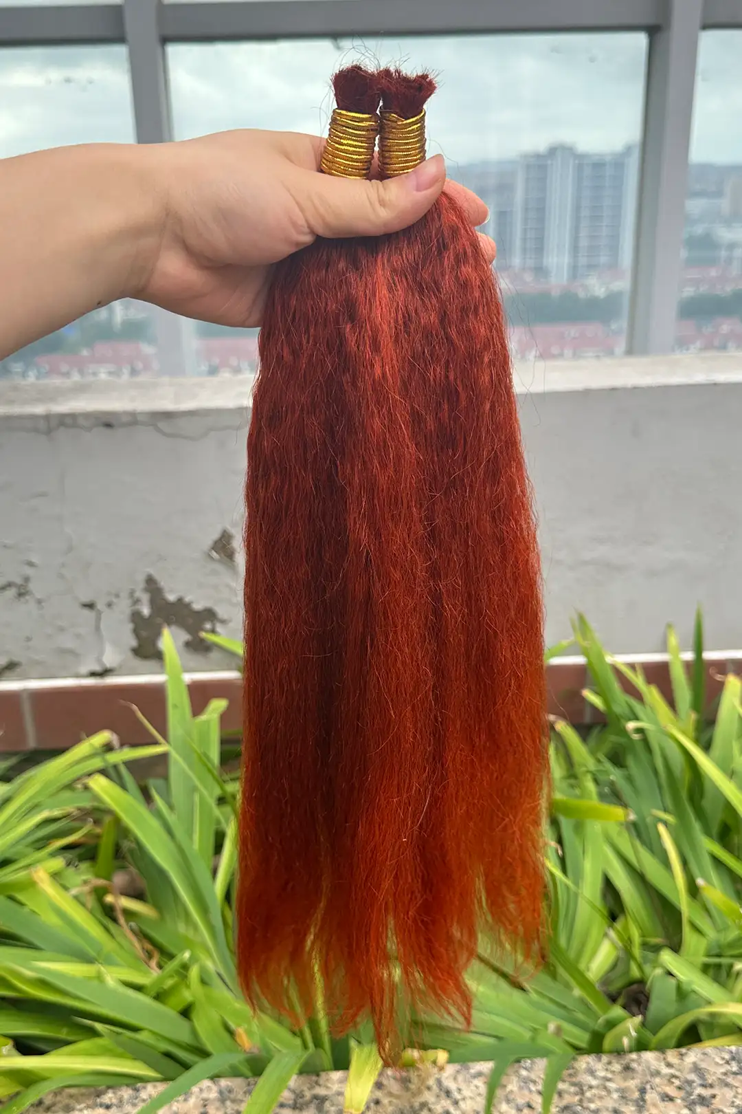 350# Ginger Kinky Straight Bulk Human Hair For Braiding BU17 - Image 3