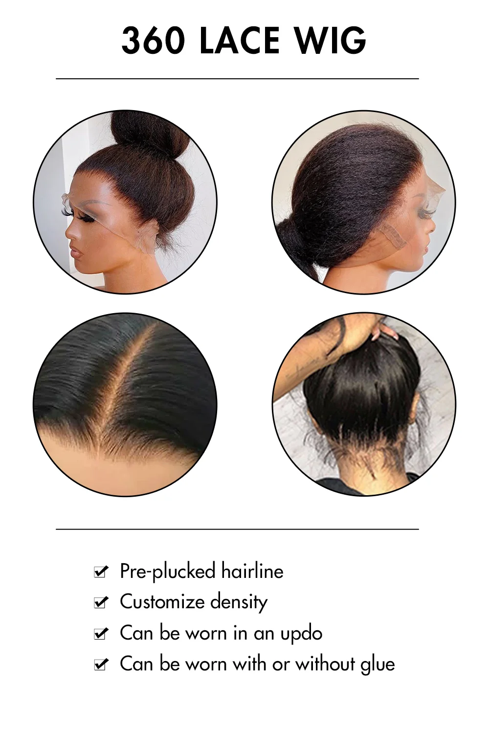 360 Lace Straight Wigs with Bangs Human Hair 3602 - Image 9