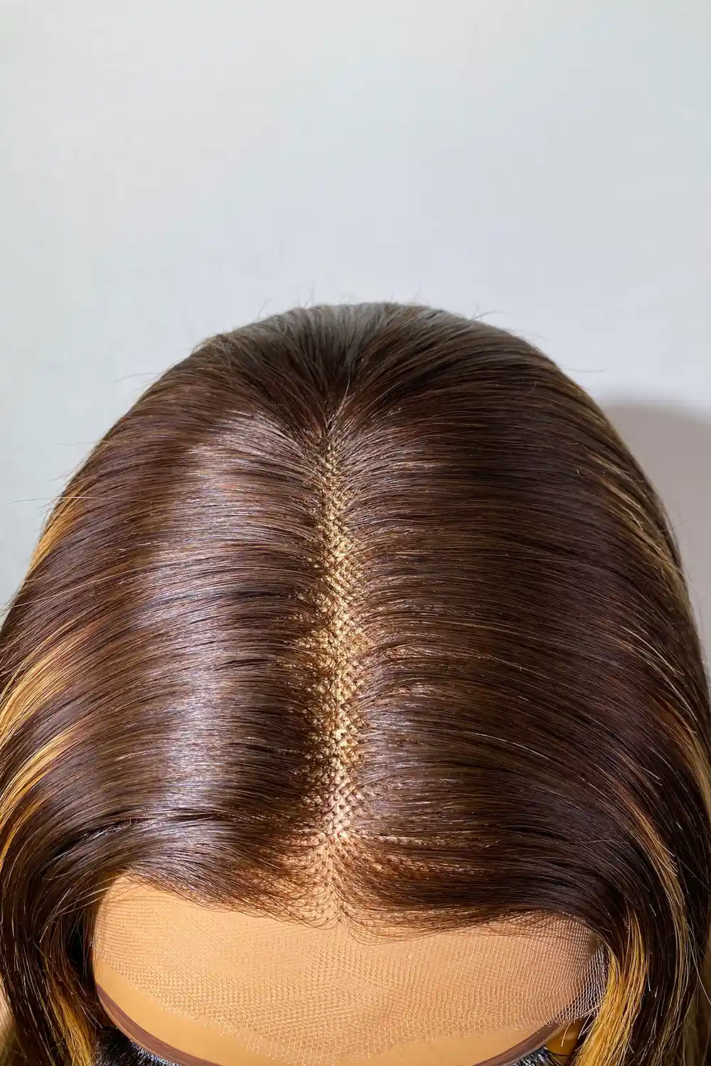 5x5 Hd Lace Closure Brown Wig with Blonde Highlights Bone Straight - Image 7