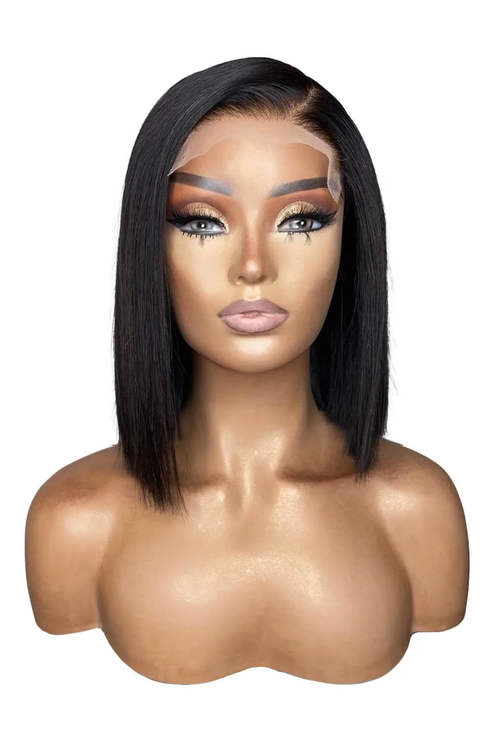 5x5 HD Lace Closure Wig Straight Black Blunt Cut Bob Human Hair - Image 9