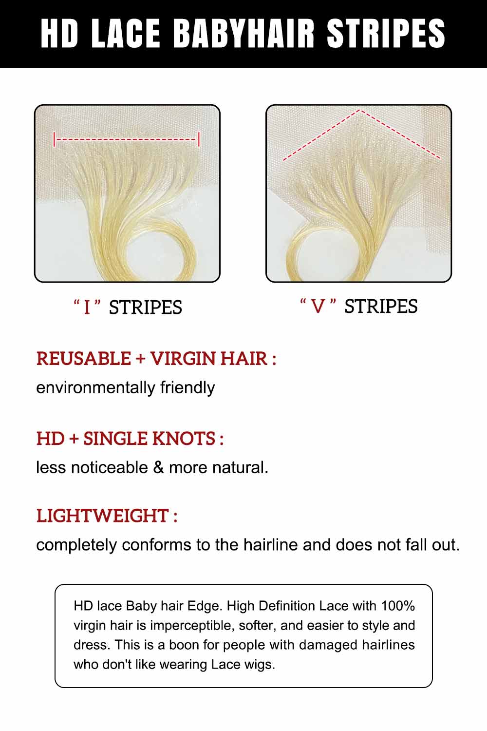 Blonde 613 HD lace Instant Fake Baby Hair Edges Control Reusable - Image 3
