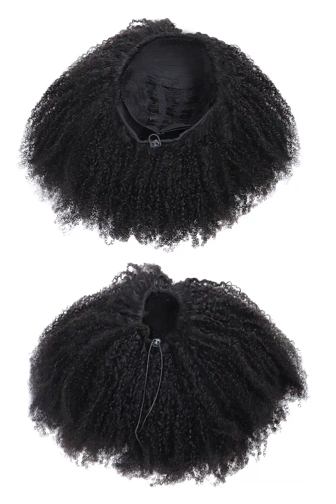 Afro Kinky Curly Half Wig Flexible Fit Drawstring Seamless Wig - Image 4