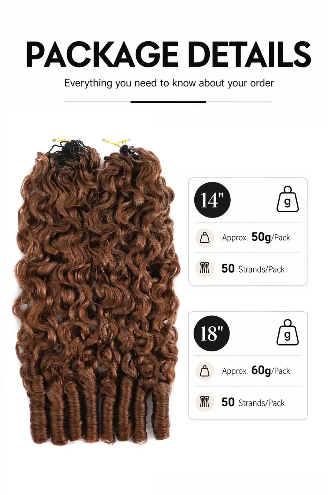 Auburn Brown #30 Burmese Curly with Spiral Curls Crochet Miracle Knots Hair - Image 5