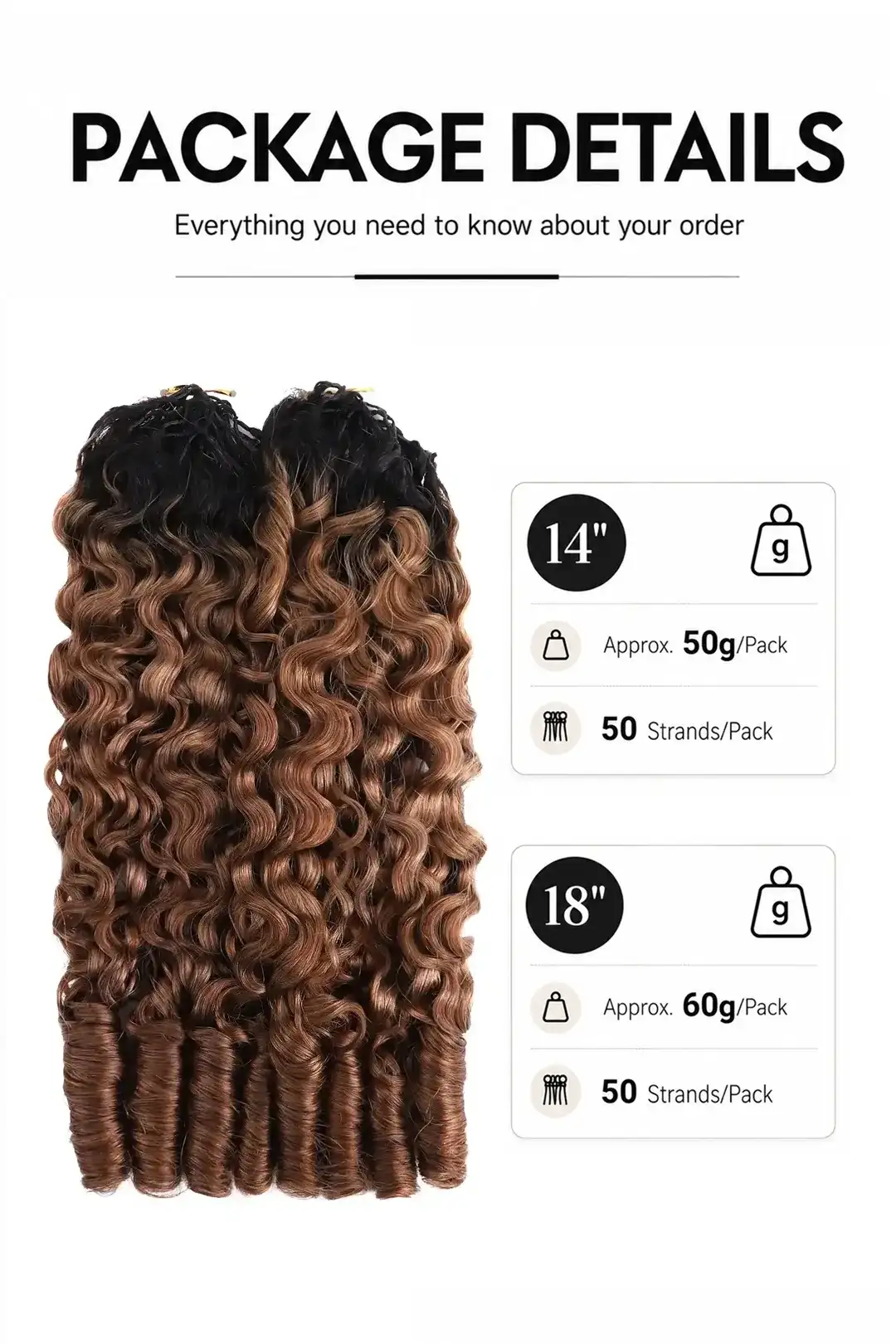 Auburn Brown Ombre Burmese Curly with Spiral Curls Crochet Hair - T1B/30 - Image 5