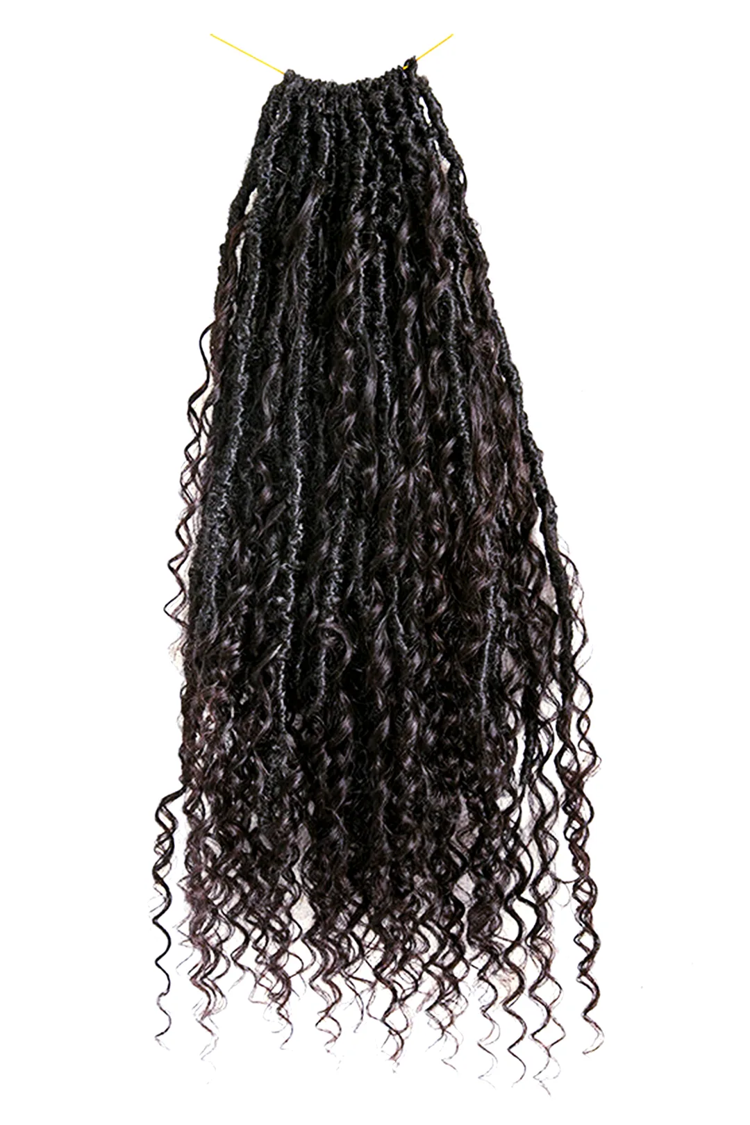 Crochet Faux Locs Braids with Human Hair Curls Deep Wave Pre-Looped BB02 - Image 3