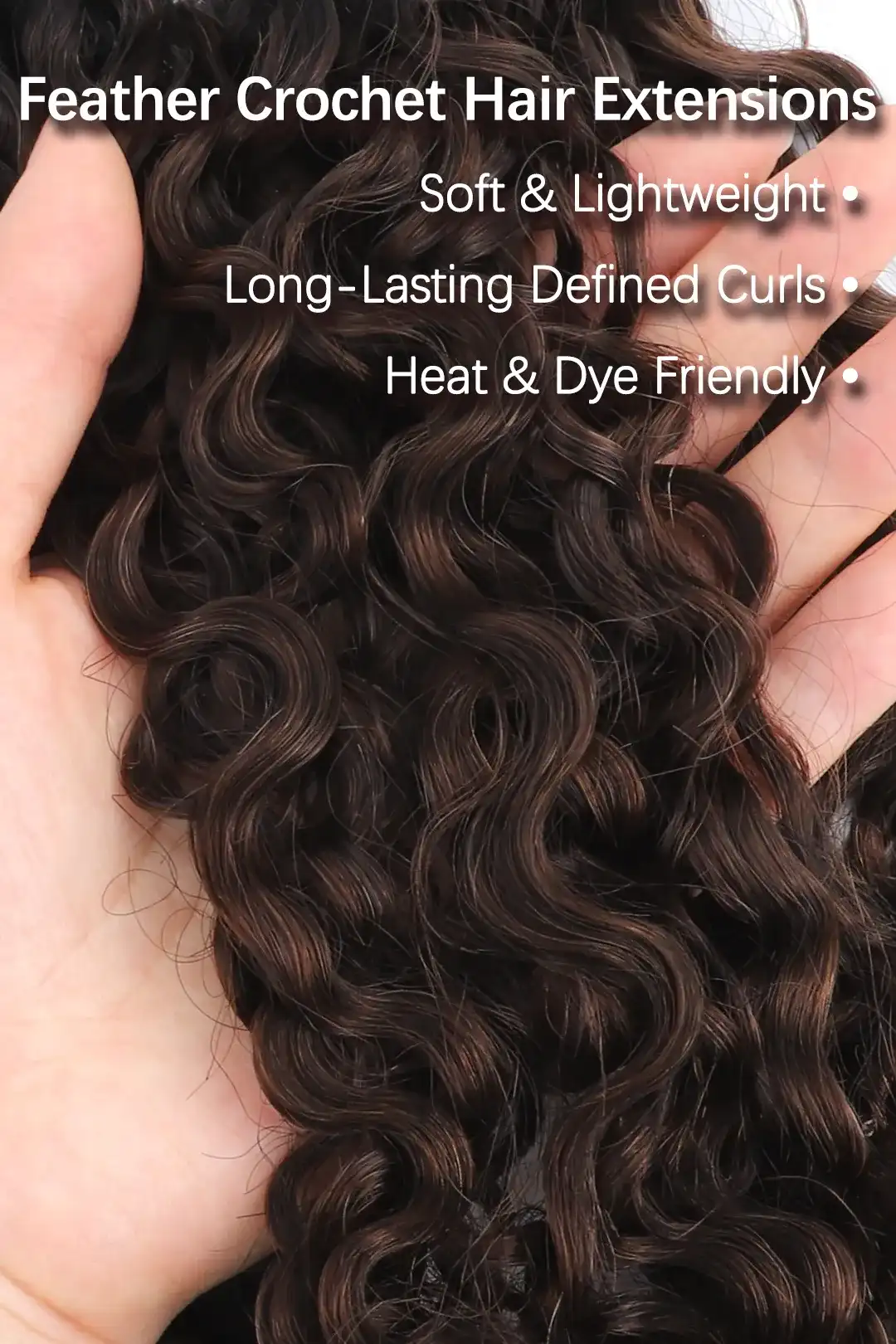 Dark Brown Ombre Water Deep Wave Feather Crochet Hair - T1B/4A - Image 3