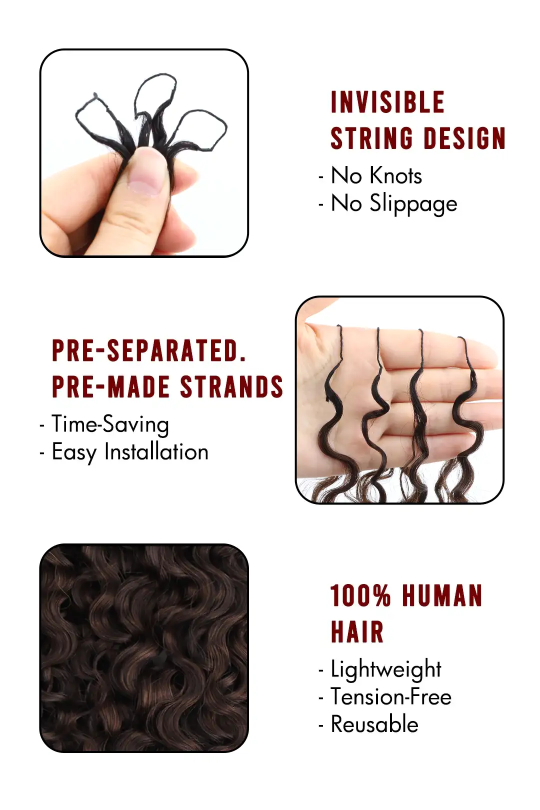 Dark Brown Ombre Water Deep Wave Feather Crochet Hair - T1B/4A - Image 4