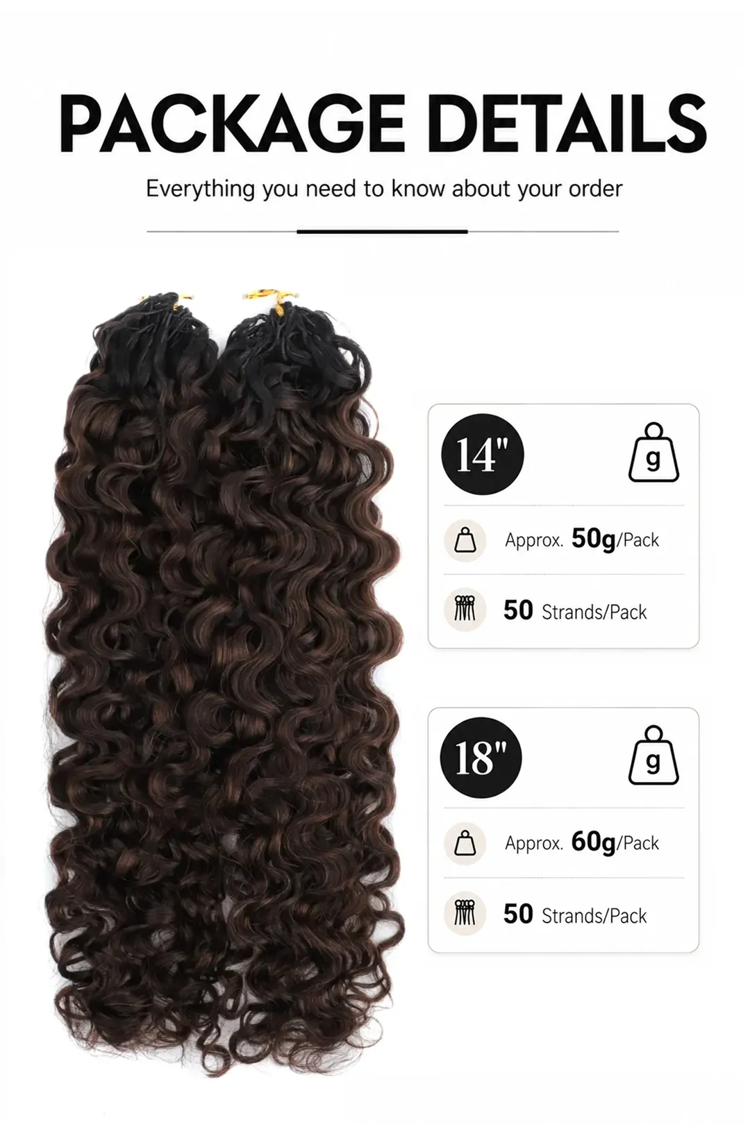 Dark Brown Ombre Water Deep Wave Feather Crochet Hair - T1B/4A - Image 5