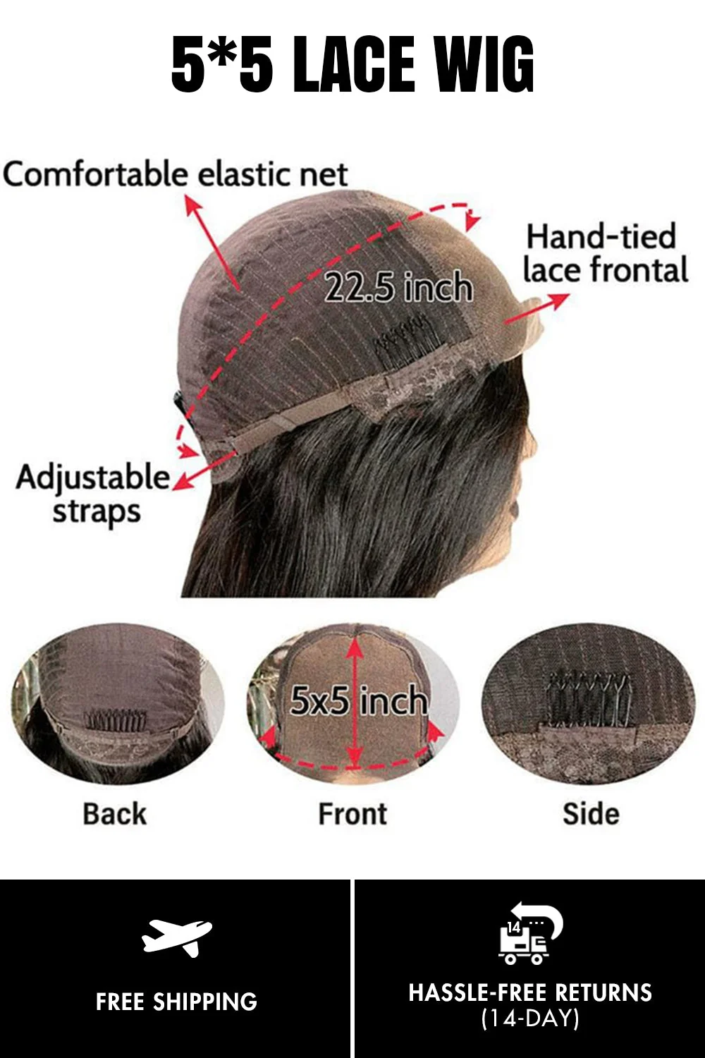 Designer Wigs-Patricia Burgundy Reddish Side Part 5x5 Lace Bob Wig - Image 6