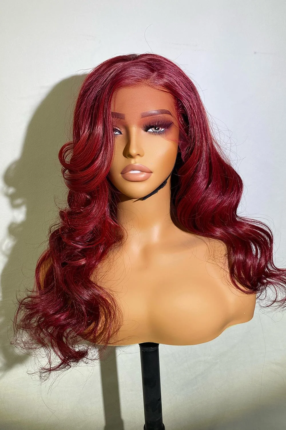 Designer Wigs-Dark Plum Color Loose Wave Invisible Lace Wig - Image 4