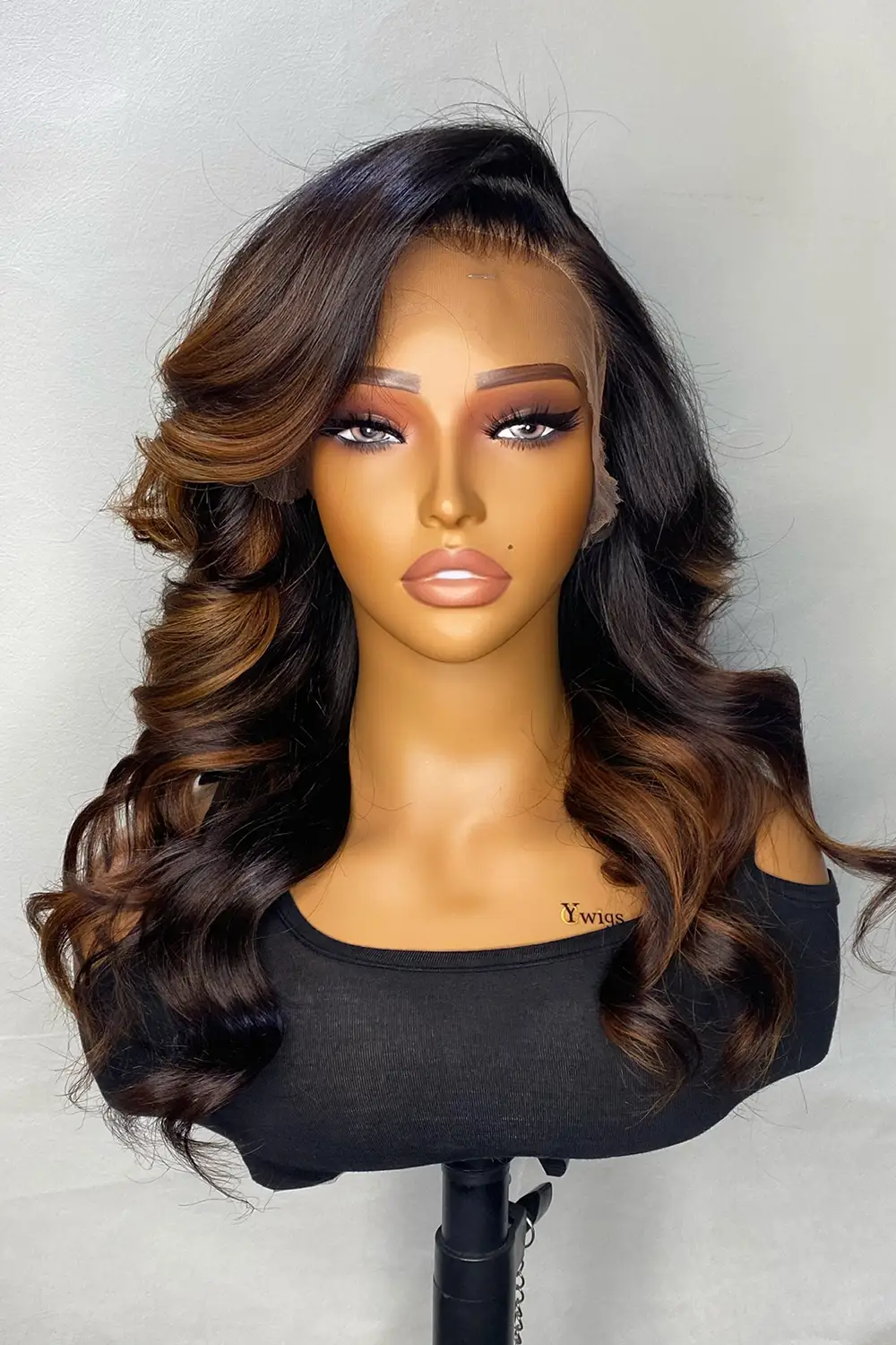 Designer Wigs-13*6 HD Ombre Brown Dark Roots Wave Wig - Image 5