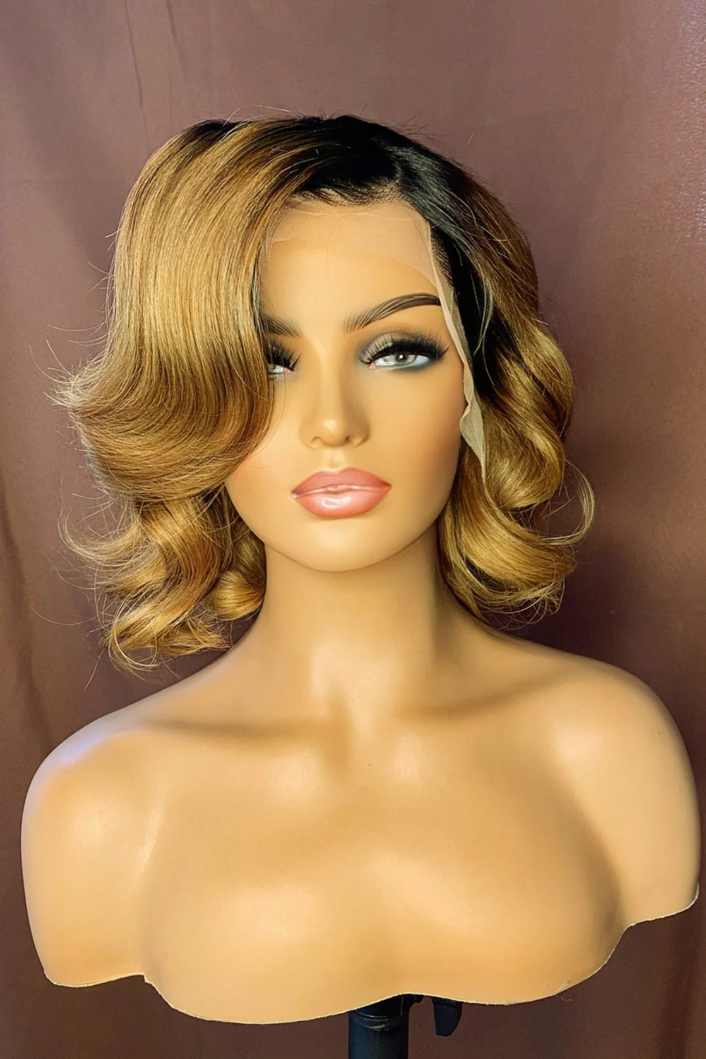 Designer Wigs-13x6 Lace Highlight Color Curly Bob Wigs DW27 - Image 3