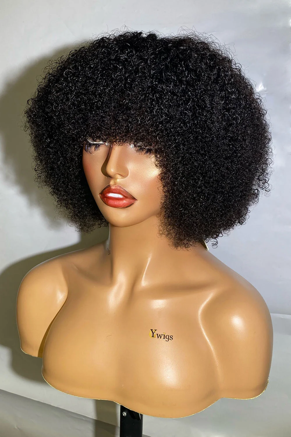 Designer Wigs-Coily Curly Non Lace Scalp Top Human Hair Wigs - Image 2