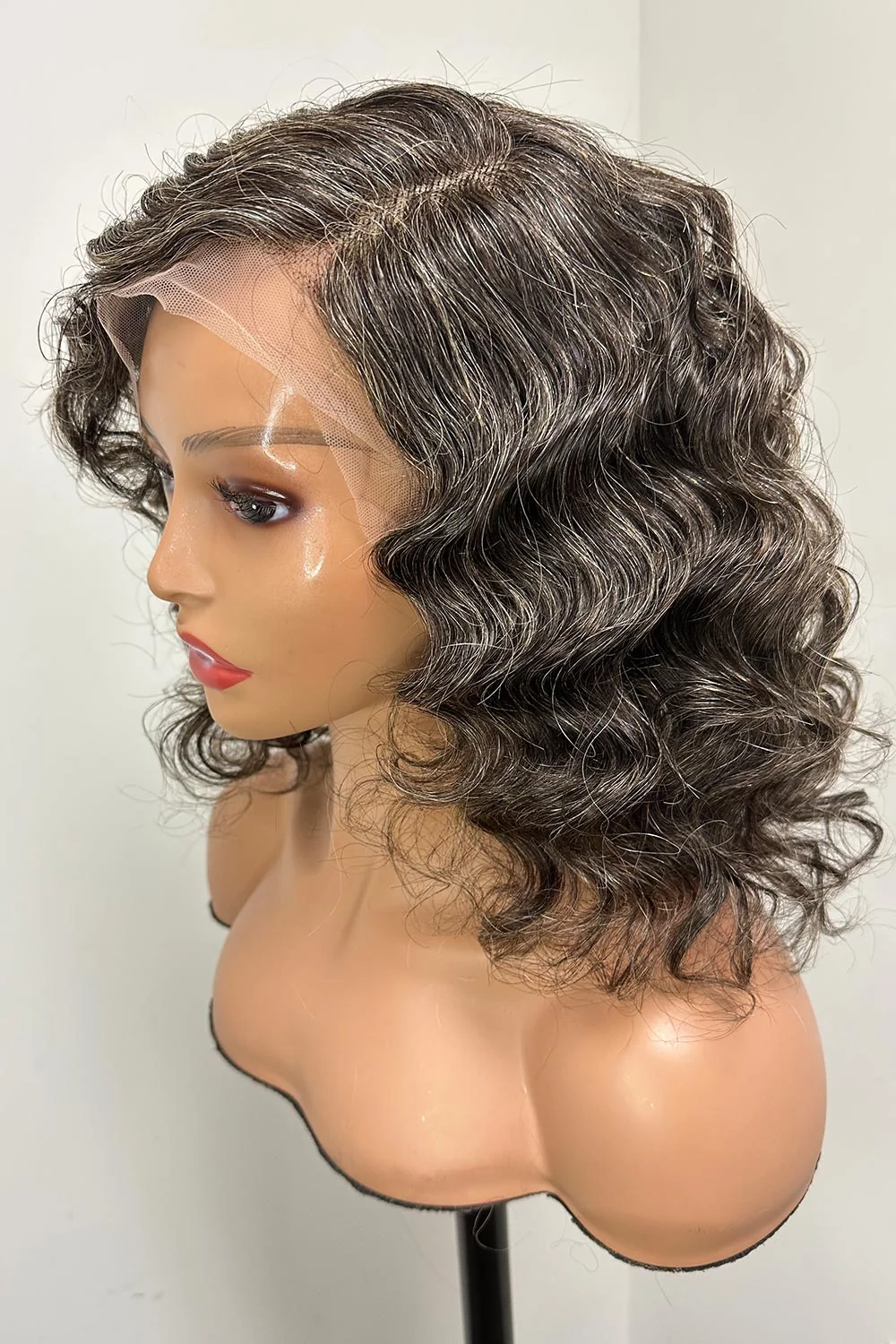 Designer Wigs-Salt & Pepper Loose Wavy Bob HD Lace Wigs - Image 6