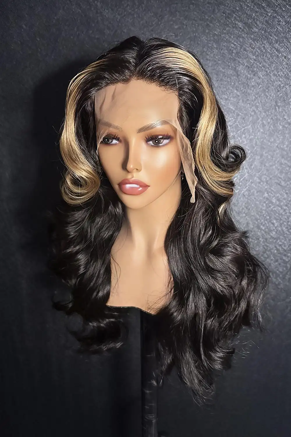 Designer Wigs-Skunk Stripe Wigs 13x4 Full Frontal Wig Body Wave - Image 2