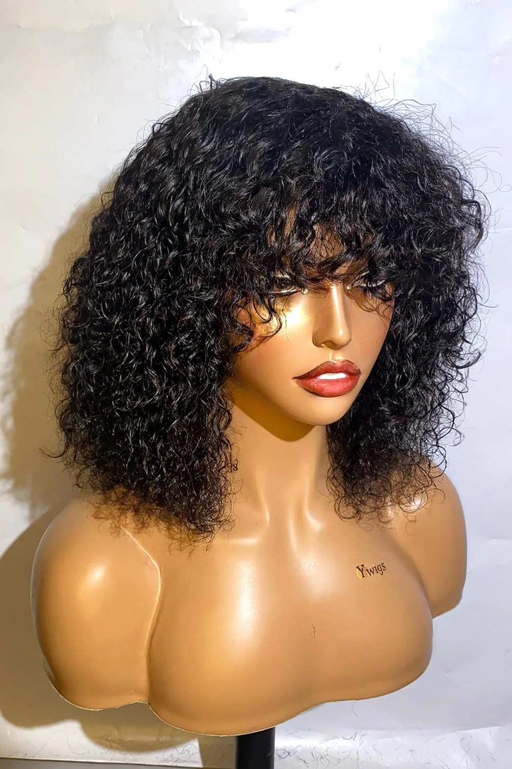 Designer Wigs-Super Easy Curly Wig With Bangs 12 inch - Image 2