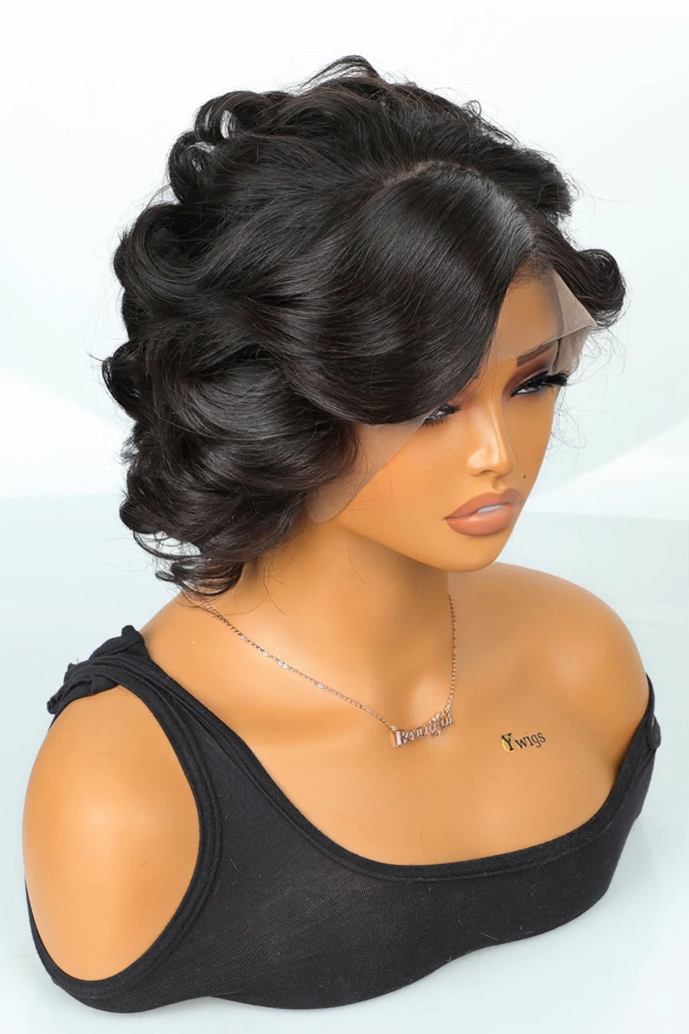 Designer Wigs-Water Loose Wave C Part 13x6 Lace Front Bob Silk Top Wig - Image 2