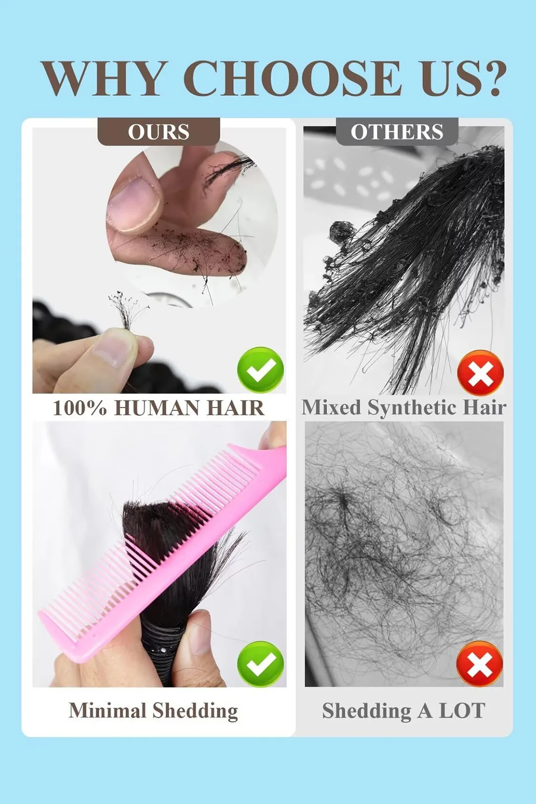 Deep Wave Bulk Human Hair For Braiding Natural Black BU03 - Image 6