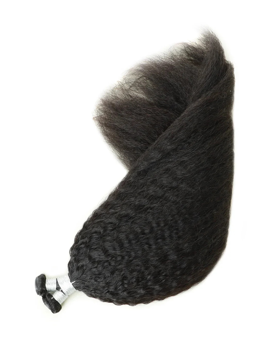 Genius Weft Hair Extensions Kinky Straight Natural Black Virgin Hair - Image 2