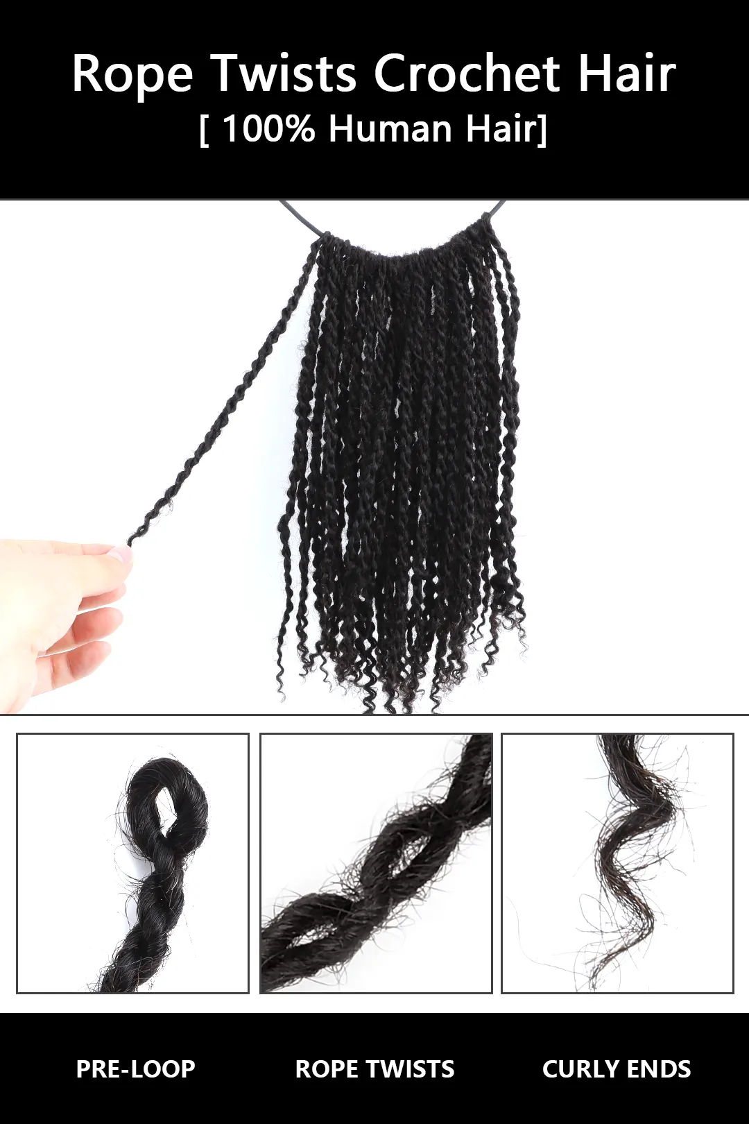 Goddess Senegalese Twists with Curly Ends Pre-looped Human Hair - Image 3