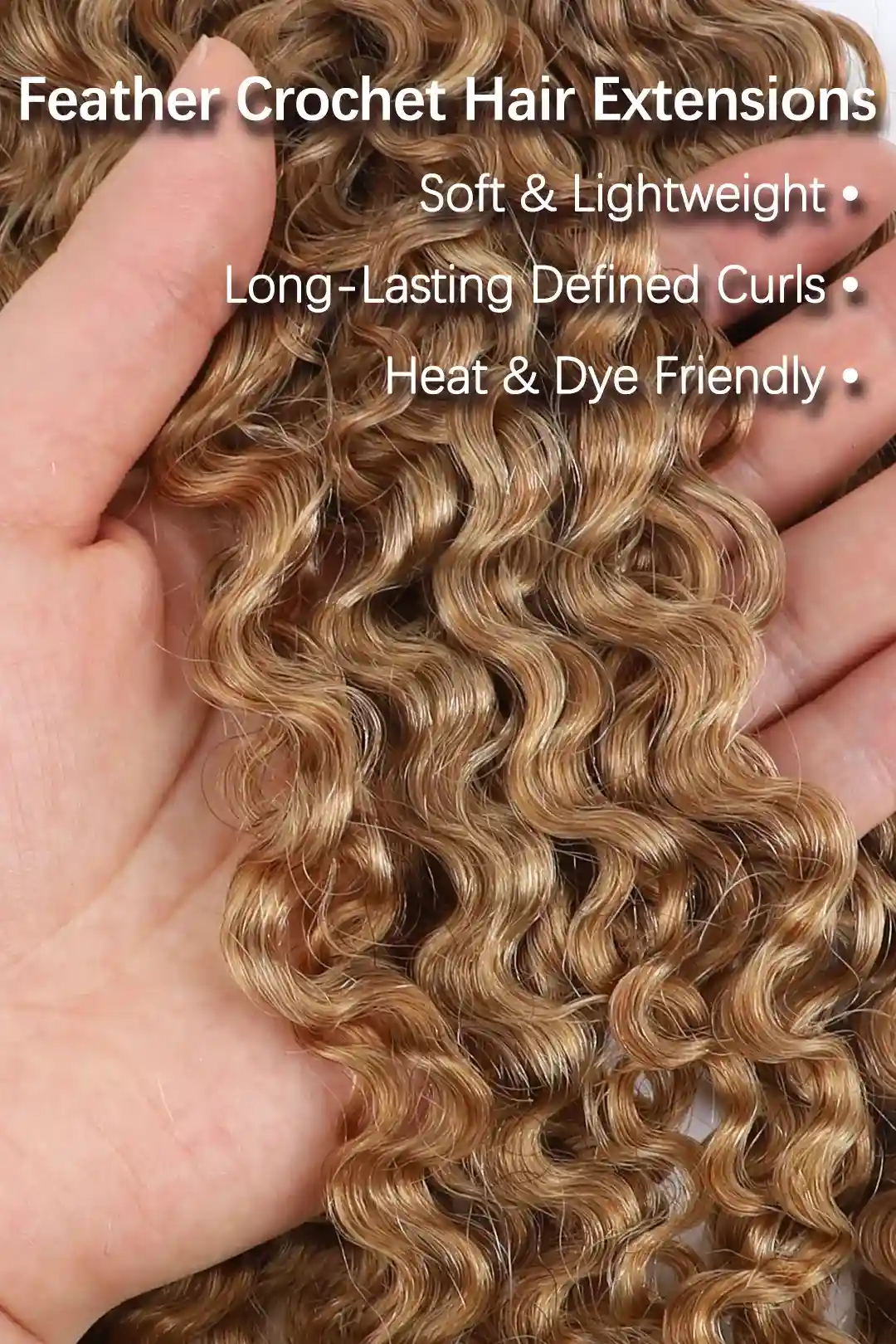 Honey Blonde #27 Water Deep Wave Feather Crochet Miracle Knots Hair - Image 3
