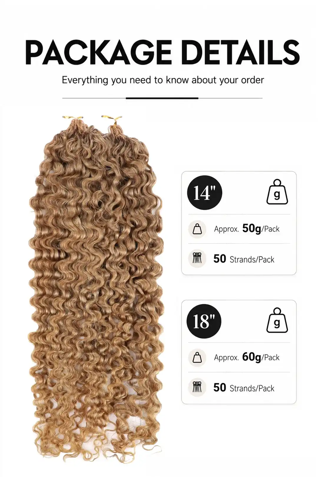 Honey Blonde #27 Water Deep Wave Feather Crochet Miracle Knots Hair - Image 5