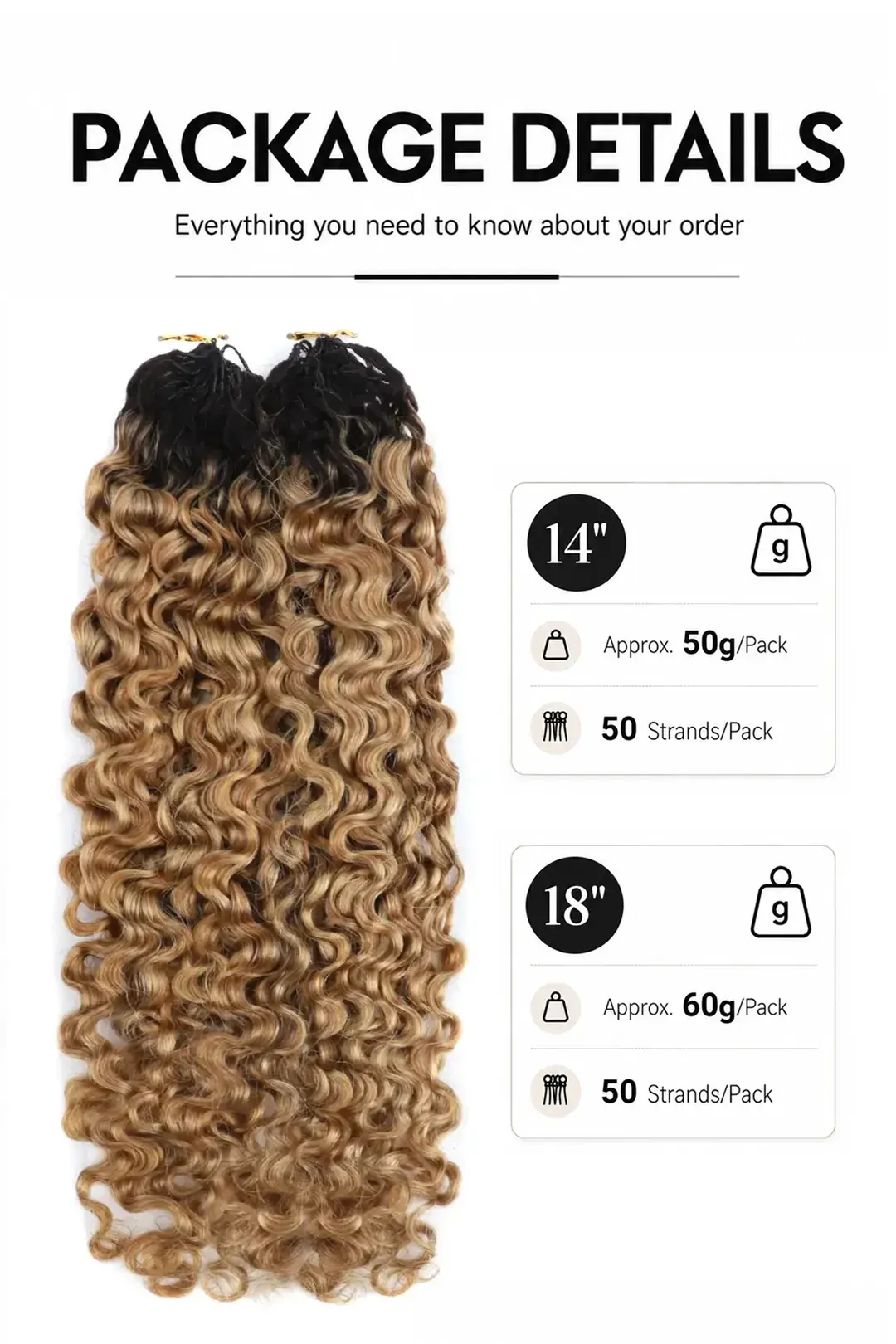 Honey Blonde Ombre Water Deep Wave Feather Crochet Hair - T1B/27 - Image 5