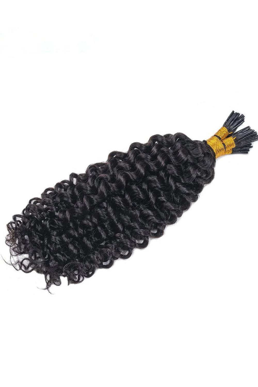 I Tip Black Hair Curly Remy Human Hair Extensions - Image 2