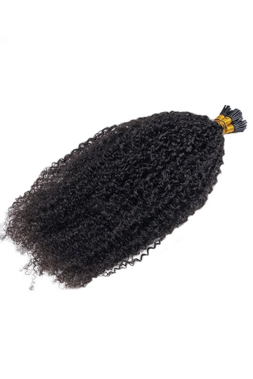 I Tip Black Hair Kinky Curly Remy Human Hair Extensions - Image 3
