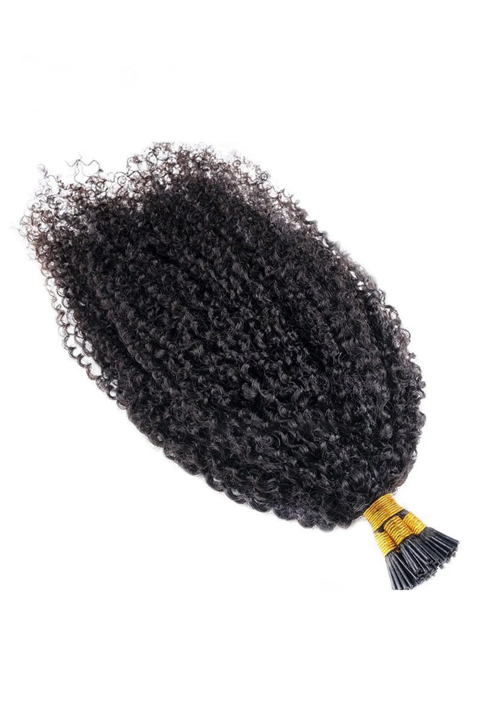 I Tip Black Hair Kinky Curly Remy Human Hair Extensions - Image 6