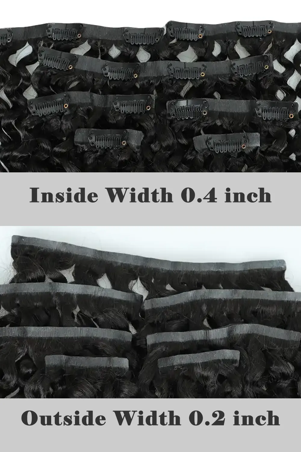 Double Drawn Kinky Curly Seamless Clip in Hair Extensions - Image 3