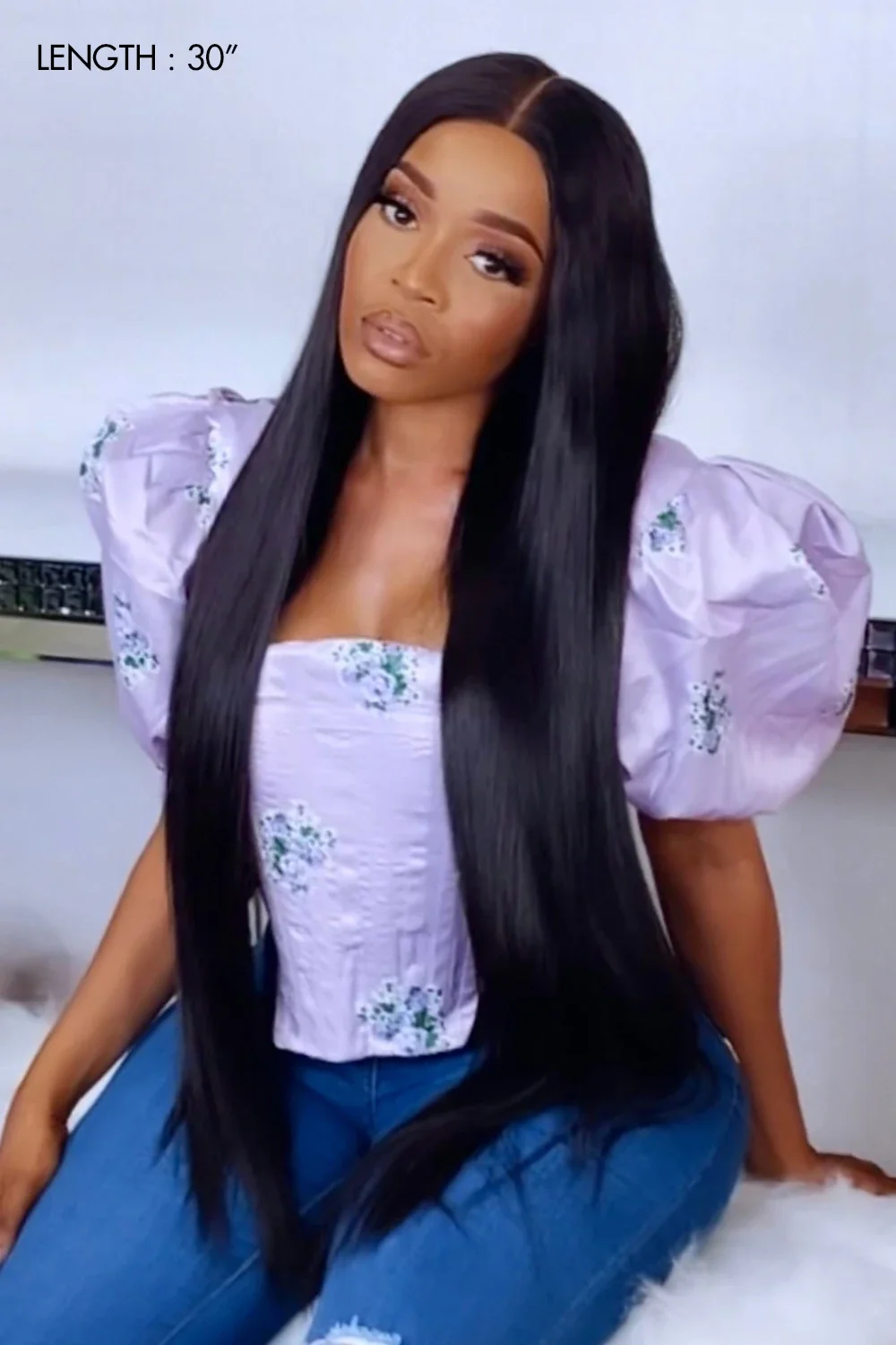 28-40 Inch Hd Lace Front Long Straight Black Wig - LW01 - Image 3