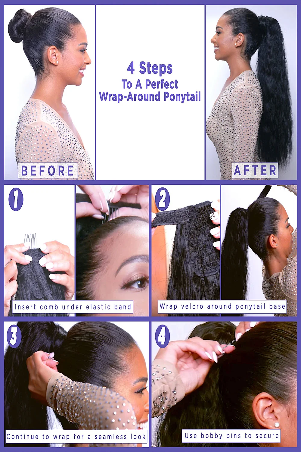 Loose Wave Natural Color Ponytails Wrap Around Extensions 120-150g - Image 5