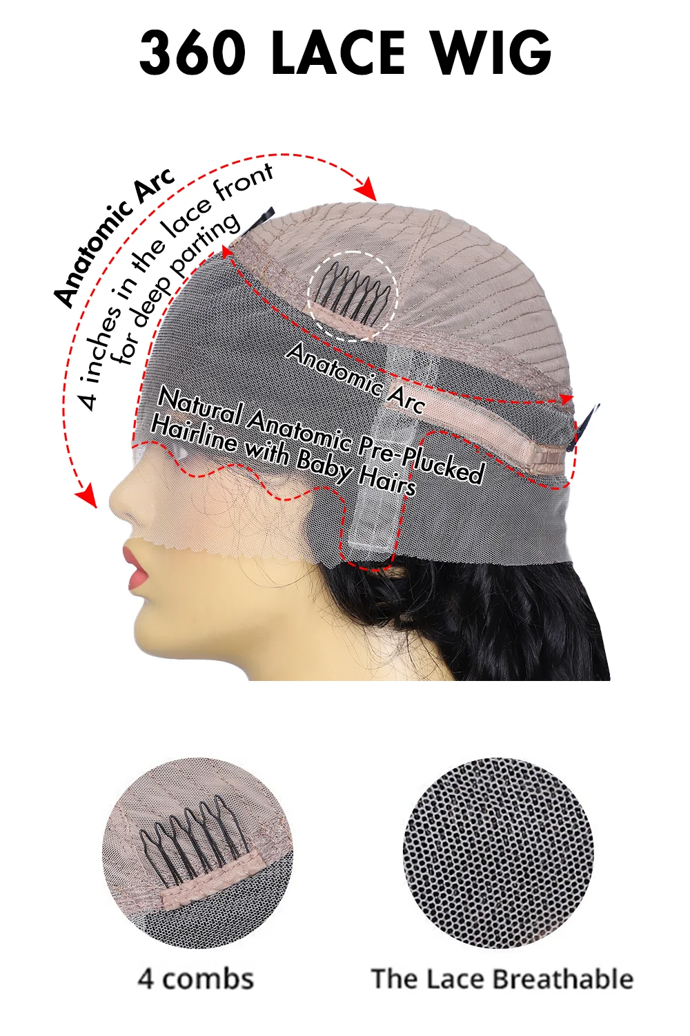 360 Lace Kinky Straight Human Hair Natural Color 3607 - Image 14