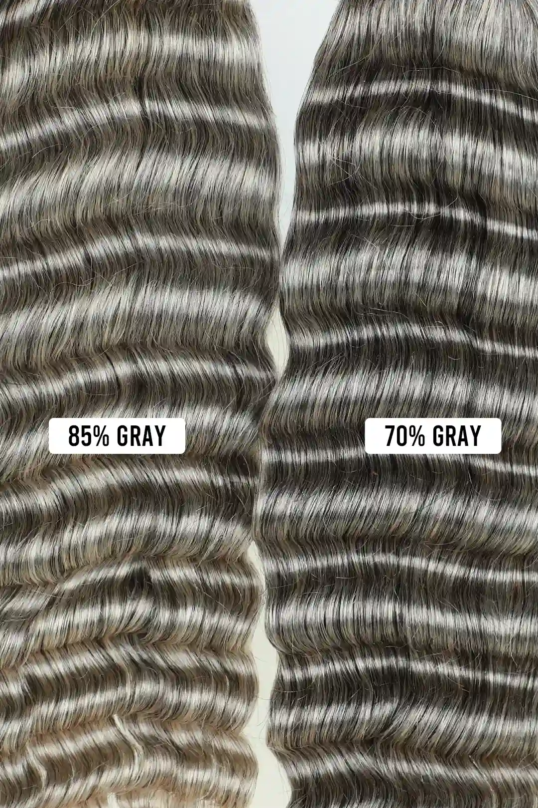 Salt and Pepper Bulk Hair Deep Wave for Braiding 85% Gray BU32 - Image 3