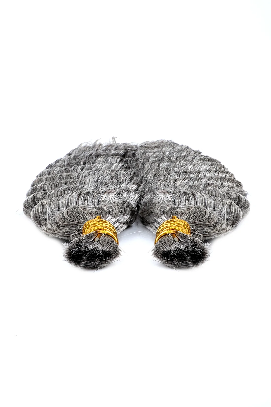 Salt and Pepper Bulk Hair Deep Wave for Braiding 70% Gray BU32 - Image 3