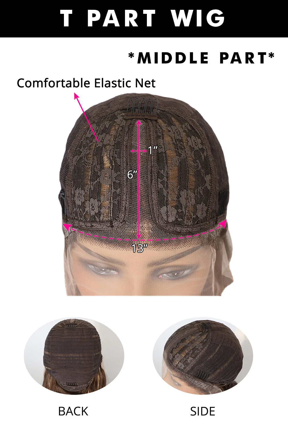T Part Lace Wig Chocolate Color Curly-TP09 - Image 8