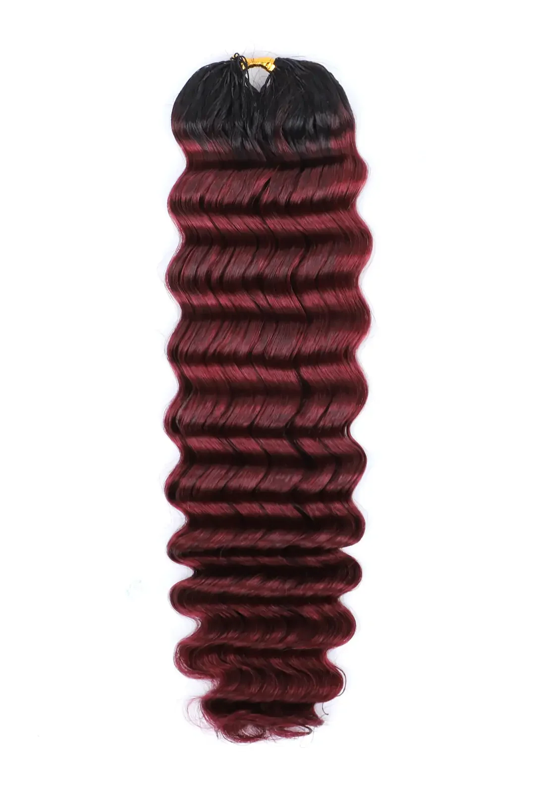 Burgundy Ombre Deep Wave Feather Crochet Hair - T1B/99J Human Hair