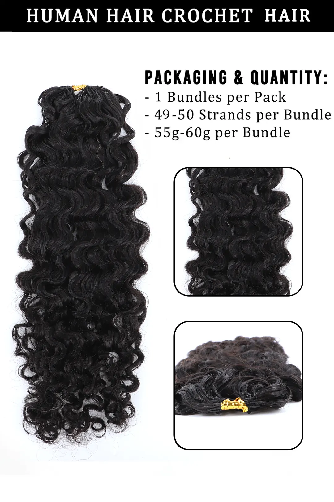 YGwigs Lightweight Water Deep Wave Feather Crochet Human Hair - Image 3