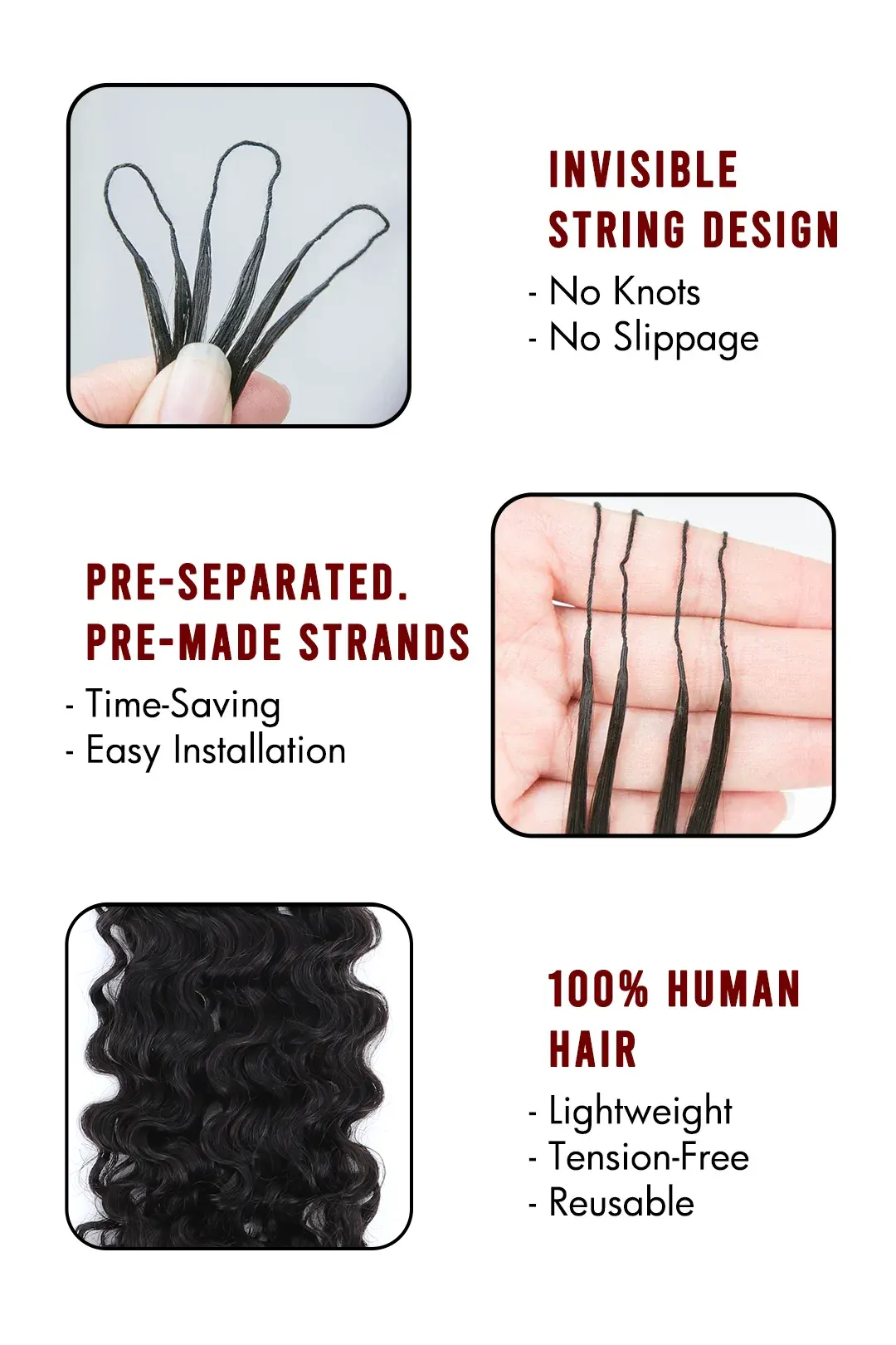 Double Drawn Water Deep Wave Feather Crochet Human Hair FE32 - Image 8