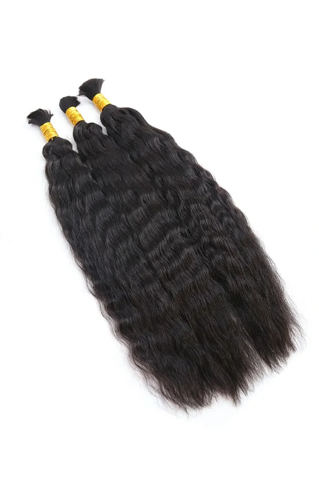 Double Drawn Wet & Wave Bulk Hair For Braiding Natural Black BU27 - Image 3