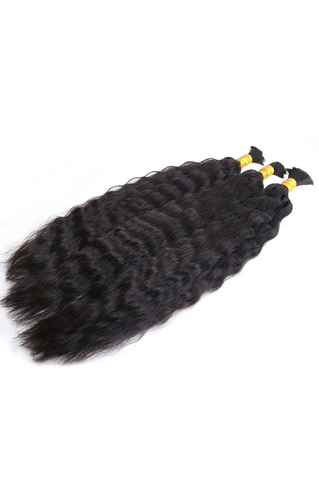 Double Drawn Wet & Wave Bulk Hair For Braiding Natural Black BU27 - Image 5