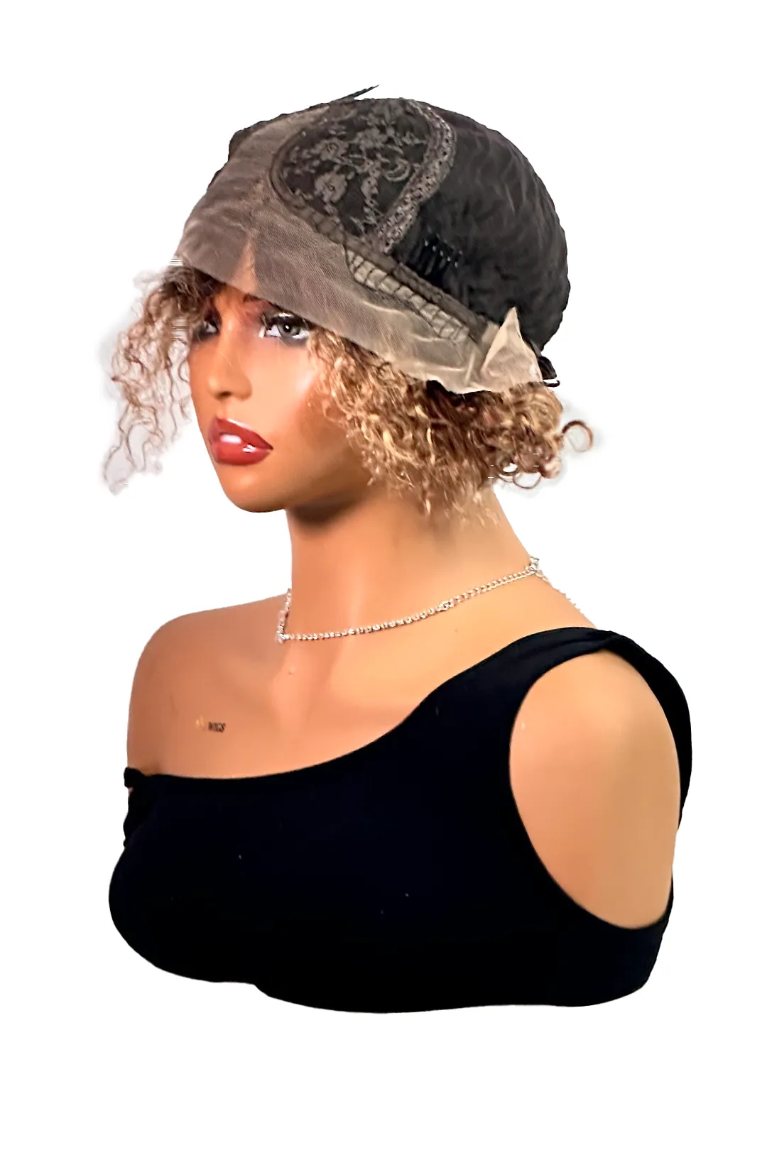 Ygwigs T Part Lace Wig T1B/27 Curly 8inch - Image 5